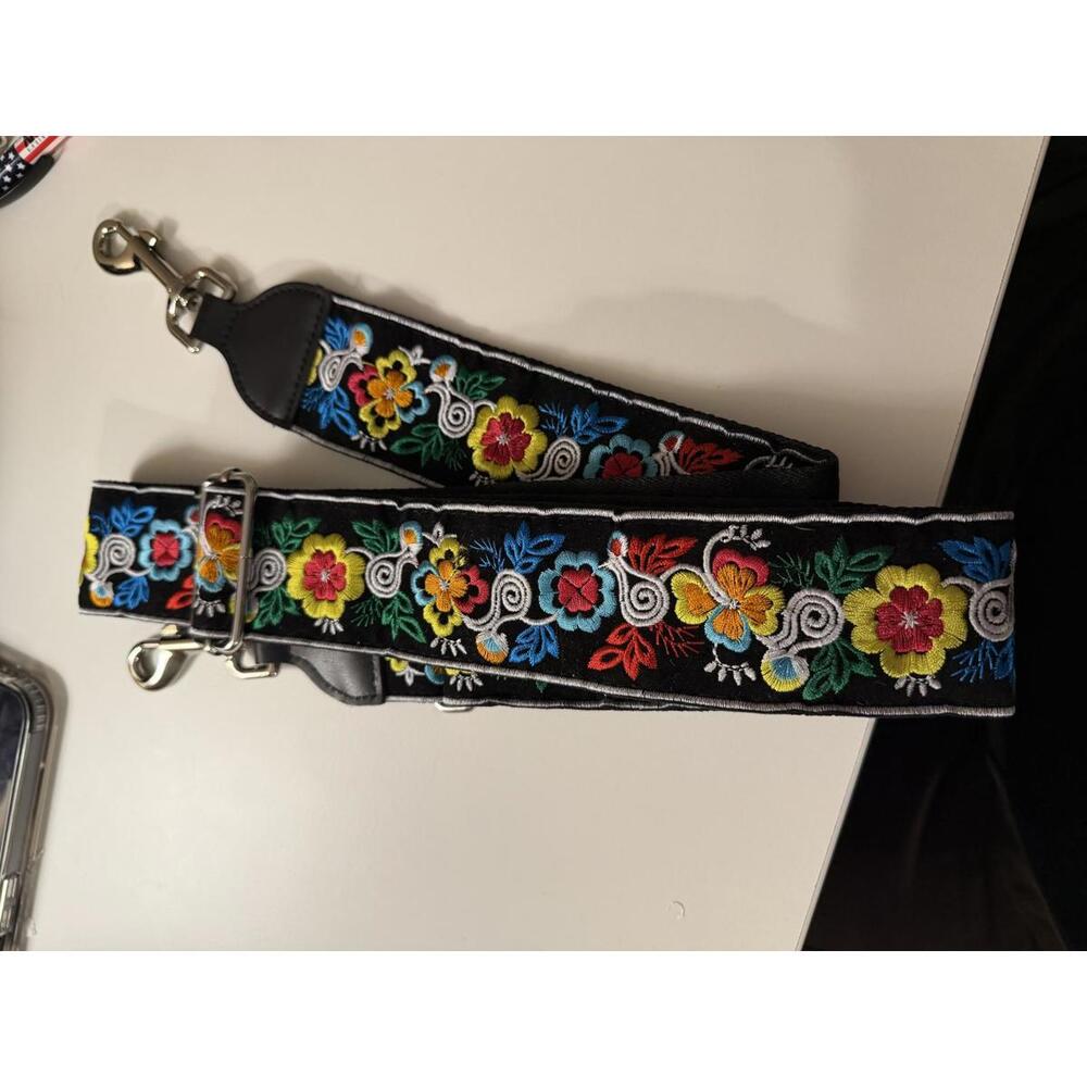 Adjustable Embroidered Floral Crossbody Bag Strap